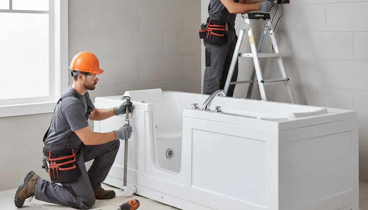 Walk in tub installation for Hartford, CT homeowners by a professional plumbing-repair team